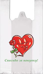 Полиэтиленовый пакет Сердце с розой  27+15х47х10 100/5000 в Москве - купить оптом от производителя ПК Котово Полимер